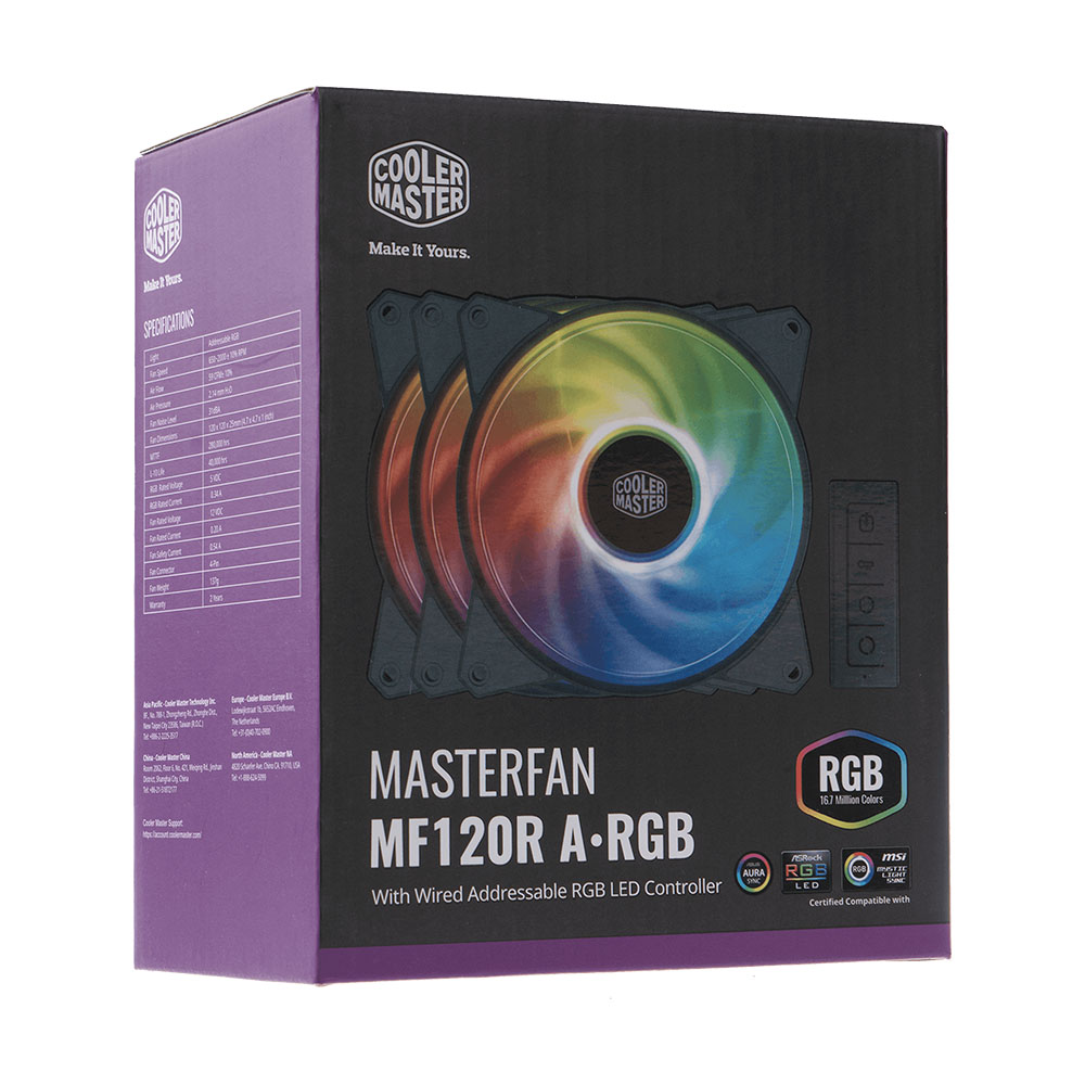 Cooler Master MasterFan MF120R ARGB 3in1 Chassis Fan 12 cm Negro