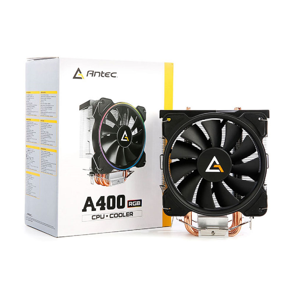 Antec A400 RGB CPU Cooler 12 cm Negro, Cobre, Metálico