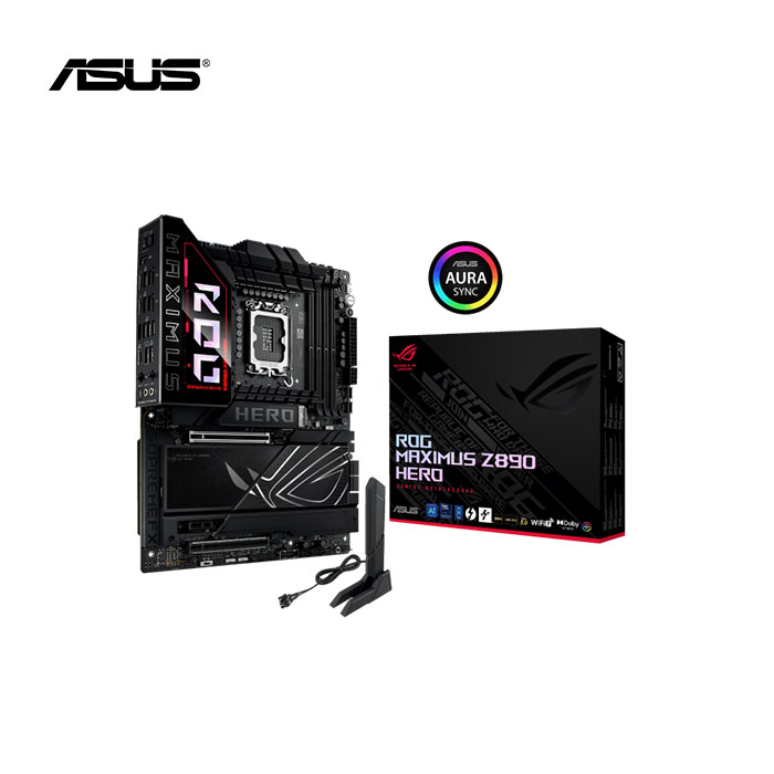 Placa madre ASUS ROG MAXIMUS Z890 HERO con diseño ATX, ideal para PCs avanzadas con inteligencia artificial y alto rendimiento.