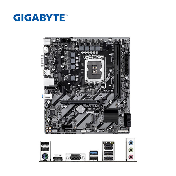 Placa madre Gigabyte H810M H con soporte para procesadores Intel Core Ultra, ranura PCIe 4.0 M.2, audio HD de 8 canales y diseño Ultra Durable para alto rendimiento.