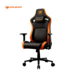 Silla gamer Cougar Defensor Gray F con soporte lumbar PushBack, reposabrazos 4D plegables y almohada cervical magnética, tapizado en tela gris elegante para máximo confort y estilo